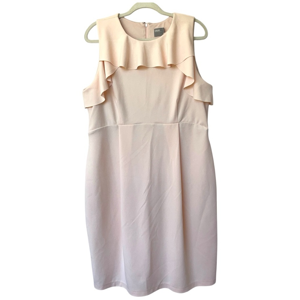 ASOS Blush Pink Sleeveless Ruffle Neckline Midi Dress Women's Size 18